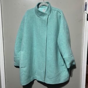 J. Crew Factory Teal Wool Blend City Coat Plus Size 24